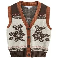 Next Strickjacke Geknöpfte Strickweste mit Baumwolle, Blumen (1-tlg)