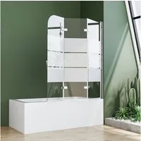 Boromal Badewannenfaltwand Duschwand für Badewanne 3-teilig Badewannenaufsatz Faltbar 120-140cm, Einscheibensicherheitsglas, (mit / ohne Seitenwand), Badewannenfaltwand 6mm ESG