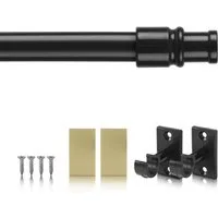 Bestlivings Caféhausstange aus Edelstahl für Bistro-, Scheiben- oder Küchengardinen, Ø 12 mm, 1-läufig, ausziehbar, ohne Bohren, geklebt, geklemmt, verschraubt, Metall, inkl. Trägerhaken, Selbstklebepads & Schrauben