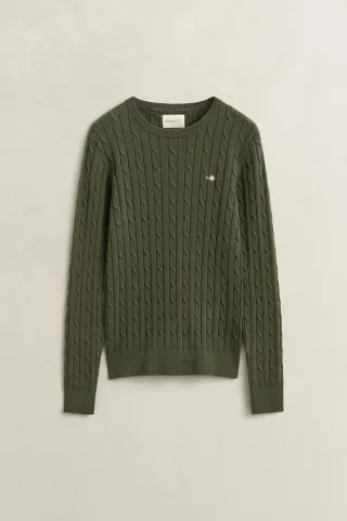 GANT - Classic Zopfstrickpullover MOSSY GREEN - Gr. - S