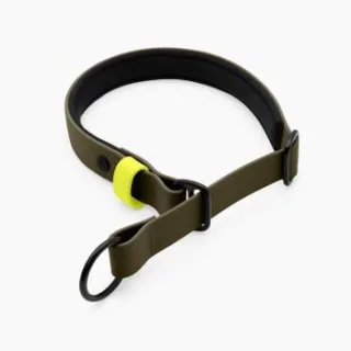 THE DOG IDEA Zugstopp Halsband Khaki neon gelb XS