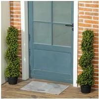 Kunstpflanze 2er-Set, 90 cm Buchsbaum, HOMCOM, Höhe 90 cm, für Zuhause, Büro, Flur, Garten, Grün