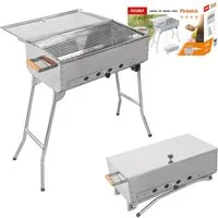 Olymp Handels GmbH Holzkohlegrill Mangal Edelstahl Picknick Schaschlik Grill mit Grillrost und Deckel
