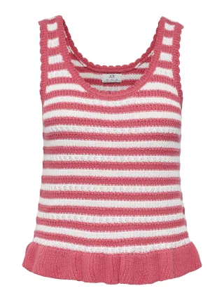 JDY - JDYTROPICA S/L U-NECK FRILL TOP KNT Cloud Dancer - Gr. - S