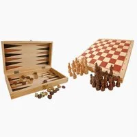 Small Foot Spielesammlung Schach, Backgamon & Dame, Schach,Backgammon, Spielesammlung mit Schach, Dame oder Backgamon