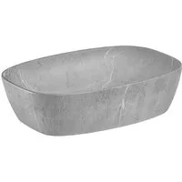 einfachgutemoebel Waschtisch-Set Aufsatz-Waschbecken 50cm marmoriert, Keramik Schale, grau, (Waschbecken, 1-St., Waschbecken)