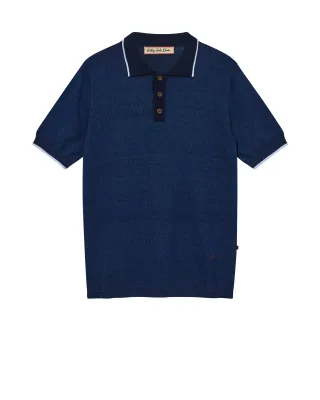 mos mosh gallery - MMGFrancesco Denim Polo SS Knit indigo blue - Gr. - M
