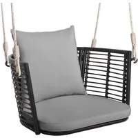COSTWAY Hängesessel, ohne Gestell, mit Kissen, Rattan 180kg höhenverstellbar
