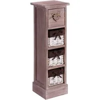 CARO-Möbel Kommode FLOWER, Regal Flower Beistellschrank Blumenregal 1 Schublade und 3 Körbe, brau