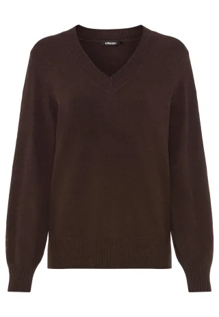 Olsen - Pullover Long Sleeves Coffee Bean - Gr. - 48