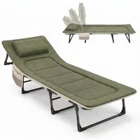 Sekey Faltbett Verstellbar Gästebett Campingbett Klappbar mit Matratze und Kissen 193 x 70 cm Campingliege bis 150 kg, mit verstellbarer Rückenlehne