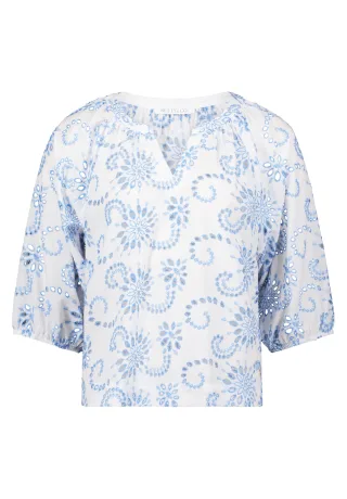 Betty & Co - Schlupfbluse weiß/blau - Gr. - 36