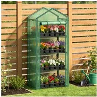 Huracan Gewächshaus Balkon Garten, 4-Etagen Foliengewächshaus 68×49×158 cm, Winterfestes Tomatengewächshaus Stabil 1-St., Platzsparendes Überwinterungszelt mit Reißverschlusstür, Wind- & Wetterfest, Grün
