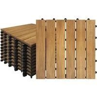 FIVMEN Holzfliesen Mosaik aus Akazie 6/12 Latten Fliese 30x30 cm Terrassenfliese, 11 St., Balkonfliesen wetterfest aus Akazienholz mit Klicksystem
