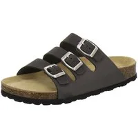 AFS-Schuhe 213382 Dreischnaller Pantolette für Damen mit Fußbett, bequeme Sandalen aus Leder