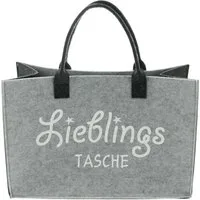 Home-trends24.de Henkeltasche Filz Tasche Liebelingstasche Henkel Shopper grau