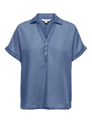 ONLY - ONLCHARIS LIFE CAP SLEEVE SHIRT WVN CC Medium Blue Denim - Gr. - S