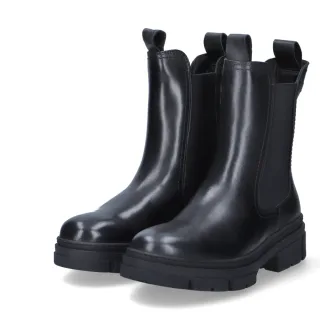 Tamaris Stiefeletten - Gr. 36 - Schwarz - Leder & Textil