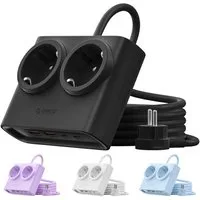 ORICO Steckdose 25W GaN Mehrfachsteckdose 6-in-1 Steckdosenleiste,2AC+4USB (2USB-CPD), flacher 1,3 cm Stecke, 1-St., 1,6 m Kabel, 2500 W., für Haushalt & Büro