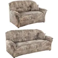 DOMO collection Polstergarnitur Bahia belastbar bis 140kg/ Sitz, mit Federkern, (Set), Microfaser MELROSE®, mocca