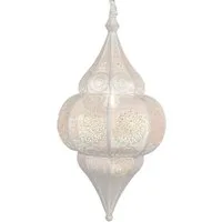 Marrakesch Orient & Mediterran Interior Pendelleuchte Orientalische Hängelampe Lunar handgefertigt aus Metall in Weiß 40 cm, Handarbeit