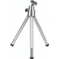 Hama Mini Stativ für Foto- und Videokameras, Mikrofone und Minilautsprecher Ministativ (mit 3D Kugelkopf, ausziehbar von 14 bis 21 cm, Silber)