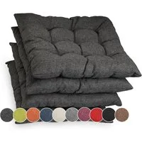 sunnypillow Stuhlkissen 4er Set Stuhlkissen mit Bändern Ontario, Anthrazit