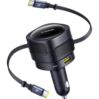Baseus Car Charger Dual Retractable Cable PD QC SCP AFC PPS Fast Charging 180° Rotating For Tablet for iPhone for Samsun