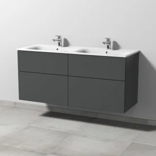Sanipa 3way Waschtischunterbau zu Geberit Renova Plan Slim Waschtisch mit 4 Auszügen, Anthrazit-Matt SM68922