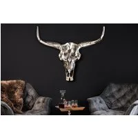 riess-ambiente Wanddekoobjekt MATADOR 70cm silber, Stierkopf · Skulptur · Metall · Wanddekoration