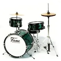FAME Schlagzeug,3 PC Junior Drumset Green Kinderschlagzeug mit Bass Drum Tom Snare Hardware und Hocker von 3 -9 Jahren mit Zubehör und Drumsticks, Schlagzeuge, Drum-Sets, Kinderschlagzeug, Junior Drumset, 3 PC Junior Drumset Green