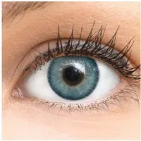 GLAMLENS Monatslinsen Sehr stark deckende und natürliche blaue Kontaktlinsen "Bella Blue"