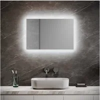 SONNI Badspiegel Badezimmerspiegel, mit Beleuchtung, 60×40 cm, Wandschalter, LED Badspiegel, Badspiegel, Lichtspiegel IP44