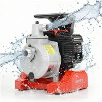 Hecht Wasserpumpe Benzin bis 7000 l/h, 1,45kW / 2PS, 25m Förderhöhe, 8m Saughöhe, 2,5 bar, 9500 1/min, Mischflasche, Saugfilter, Schlauchstutzen