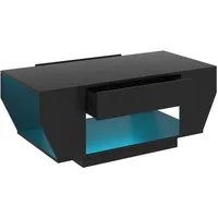 radelldar Couchtisch mit LED-Beleuchtung & 2 Schubladen, Hochglanz-Weiß/Schwarz (1-St), Boot-Form Design, Fernbedienung für dein Wohnzimmer