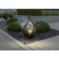 GLOBO LIGHTING LED Solarleuchte SOLARLEUCHTE KUNSTSTOFF BRONZEFARBEN, 1XLED, LED fest integriert, Crackle-Glas sorgt für lebendige, dekorative Lichtreflexe