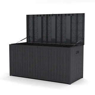 Livingandhome Gartenbox, Schwarz, Kunststoff, 125x61.5x56 cm, Aufbewahrung & Schutzhüllen, Gartenboxen