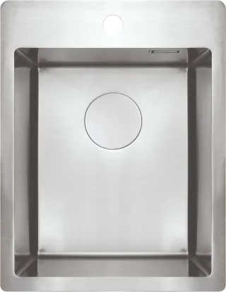Neuesbad Serie 680 1-Becken Spüle ohne Abtropffläche, Edelstahl Gebürstet, 390x505x200 mit Zubehör NB1DEZPO010E1