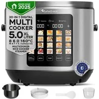TurboTronic by Z-Line Multikocher elektrischer Dampf- und Schongarer Reiskocher Slow Cooker Silber, 860 W, 5 l Schüssel, 20in1 Schnellkochtopf perfekter Reis 5l Topf Keramikbeschichtung