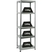 PROREGAL® Schwerlastregal Metallsteckregal STEEL EAGLE mit 5 Stahlböden 180x60x40cm Verzinkt, Stabiles Kellerregal Stahlregal 130kg Fachlast sowie 650kg Gesamtlast