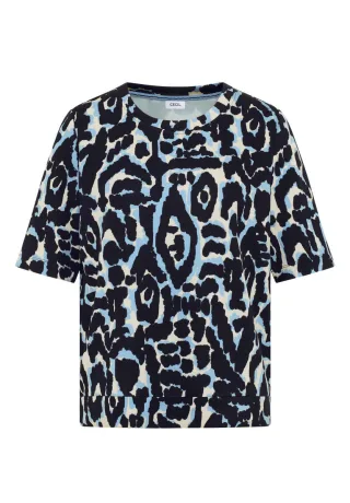 CECIL - Cupro Touch Print-Shirt blau - Gr. - M