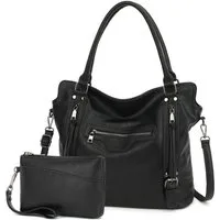 TAN.TOMI Handtasche Damen Shopper - Set Schultertasche Henkeltasche Umhängetasche, Mit abnehmbarem Schultergurt für Büro Schule Einkauf Reise