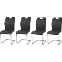 HTI-Line Freischwinger Schwingstuhl 4er-Set Nelly Schwarz (Set, 4 St), Freischwinger Esszimmerstuhl Kunstlederbezug Kufengestell aus Metall