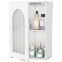 COSTWAY Hängeschrank Badezimmerschrank mit verstellbarem Regal, weiß