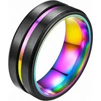 Taffstyle Fingerring Edelstahl Ring matt gebürstet mit farbigen Inlay 8mm Damen & Herren (Partnerring Ehering Trauring Hochzeitsring Freundschaftsring Ehering), sandgestrahlt Freundschaftsring Trauring Herrenring Damenring Paarring