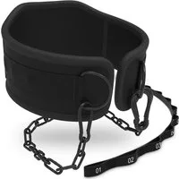 NEOLYMP Dip-Gürtel Dip Gürtel mit Kette, Gurt & 3 Karabinern für Krafttraining Karabiner-System, Kette und Schlaufengurt, ergonomische Rückenform
