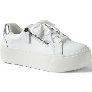 Plateau-Sneaker mit Reißverschluss, Damen,  Weiß, Leder, by Lands' End