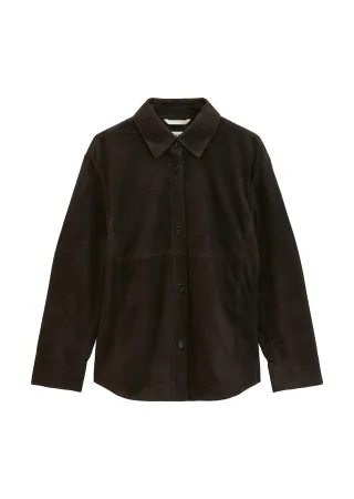 Marc OPolo Casual - Lederhemd regular Burnt Coffee - Gr. - 38