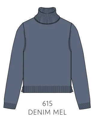 IN LINEA - NOS Pullover, Rollkragen 615 denim mel. - Gr. - 46