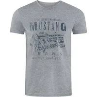 MUSTANG T-Shirt Herren Printshirt Alex C Basic Print Regular Fit (1-tlg) Kurzarm Tee Shirt mit Rundhalsausschnitt aus 100% Baumwolle